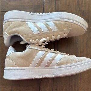 Adidas Women's Beige and White Sneakers
